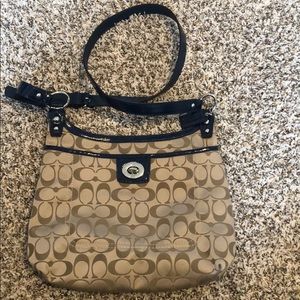 Navy and Tan Coach Purse